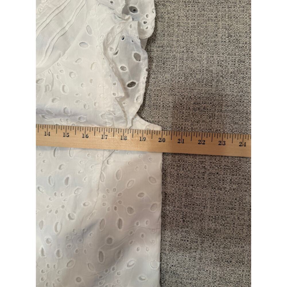 NWT Pretty Garden Women's Ruffle Cap Sleeve V-Neck Eyelet Top Blouse Size M - Picture 9 of 13